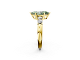 Yellow gold Fancy Green Marquise  Brilliant Cut Diamond Five-Stone Prong Set Engagement Ring with Channel Band_5
