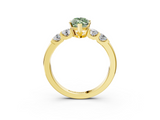 Yellow gold Fancy Green Marquise  Brilliant Cut Diamond Five-Stone Prong Set Engagement Ring with Channel Band_6
