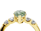Yellow gold Fancy Green Marquise  Brilliant Cut Diamond Five-Stone Prong Set Engagement Ring with Channel Band_7