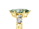 Yellow gold Fancy Green Marquise  Brilliant Cut Diamond Five-Stone Prong Set Engagement Ring with Channel Band_8