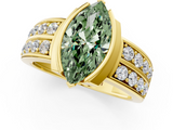 Yellow gold Fancy Green Marquise  Brilliant Diamond Channel Set Wide Band Ring with Bezel Setting_21