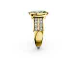 Yellow gold Fancy Green Marquise  Brilliant Diamond Channel Set Wide Band Ring with Bezel Setting_22