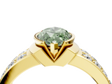 Yellow gold Fancy Green Marquise  Brilliant Diamond Channel Set Wide Band Ring with Bezel Setting_24