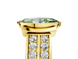 Yellow gold Fancy Green Marquise  Brilliant Diamond Channel Set Wide Band Ring with Bezel Setting_25