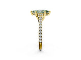 Yellow gold Fancy Green Marquise  Brilliant Diamond Solitaire with Pavé Band and Four-Prong Setting 2