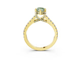 Yellow gold Fancy Green Marquise  Brilliant Diamond Solitaire with Pavé Band and Four-Prong Setting 3