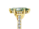 Yellow gold Fancy Green Marquise  Brilliant Diamond Solitaire with Pavé Band and Four-Prong Setting 5