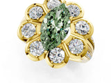 Yellow gold Fancy Green Marquise  Brilliant Flower Halo Diamond Split Shank Ring_142