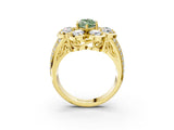 Yellow gold Fancy Green Marquise  Brilliant Flower Halo Diamond Split Shank Ring_144