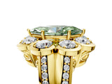 Yellow gold Fancy Green Marquise  Brilliant Flower Halo Diamond Split Shank Ring_146