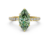 Yellow gold Fancy Green Marquise  Brilliant Pavé Band Solitaire with Four-Prong Setting_41