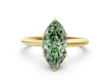 Yellow gold Fancy Green Marquise  Brilliant Solitaire Engagement Ring with Six-Prong Setting and Classic Band_20