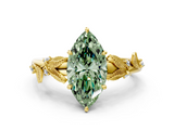 Yellow gold Fancy Green Marquise  Brilliant Solitaire with Leaf Motif Band and Four-Prong Setting_63