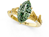 Yellow gold Fancy Green Marquise  Brilliant Solitaire with Leaf Motif Band and Four-Prong Setting_64