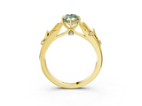 Yellow gold Fancy Green Marquise  Brilliant Solitaire with Leaf Motif Band and Four-Prong Setting_66