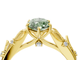 Yellow gold Fancy Green Marquise  Brilliant Solitaire with Leaf Motif Band and Four-Prong Setting_67
