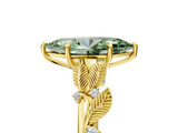Yellow gold Fancy Green Marquise  Brilliant Solitaire with Leaf Motif Band and Four-Prong Setting_68