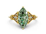 Yellow gold Fancy Green Marquise  Brilliant Solitaire with Pave Band and Four-Prong Setting_20