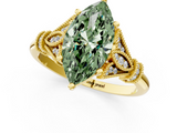Yellow gold Fancy Green Marquise  Brilliant Solitaire with Pave Band and Four-Prong Setting_21