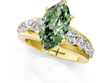 Yellow gold Fancy Green Marquise  Brilliant Solitaire with Side Stones on a Pave Band and Four-Prong Setting_25