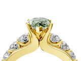 Yellow gold Fancy Green Marquise  Brilliant Solitaire with Side Stones on a Pave Band and Four-Prong Setting_28