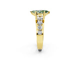 Yellow gold Fancy Green Marquise  Brilliant Solitaire with Side Stones on a Pave Band and Four-Prong Setting_56
