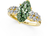 Yellow gold Fancy Green Marquise  Cluster Diamond Engagement Ring with Pavé Band and Four-Prong Setting_47