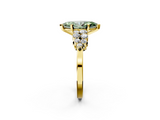 Yellow gold Fancy Green Marquise  Cluster Diamond Engagement Ring with Pavé Band and Four-Prong Setting_48