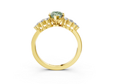 Yellow gold Fancy Green Marquise  Cluster Diamond Engagement Ring with Pavé Band and Four-Prong Setting_49