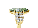 Yellow gold Fancy Green Marquise  Cluster Diamond Engagement Ring with Pavé Band and Four-Prong Setting_51