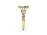 Yellow gold Fancy Green Marquise Cut Brilliant Diamond Pavé Band with Six-Prong Setting_14