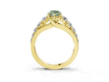 Yellow gold Fancy Green Marquise Cut Brilliant Diamond Pavé Band with Six-Prong Setting_15