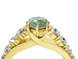 Yellow gold Fancy Green Marquise Cut Brilliant Diamond Pavé Band with Six-Prong Setting_16