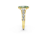 Yellow gold Fancy Green Marquise Cut Brilliant Diamond Pavé Band with Six-Prong Setting_2