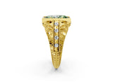 Yellow gold Fancy Green Marquise Cut Brilliant Milgrain Filigree Diamond Ring with Square Prong Setting_8