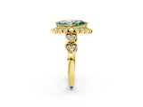 Yellow gold Fancy Green Marquise Cut Brilliant Milgrain Pave Heart Band Solitaire Ring_2
