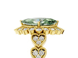 Yellow gold Fancy Green Marquise Cut Brilliant Milgrain Pave Heart Band Solitaire Ring_5