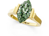 Yellow gold Fancy Green Marquise Cut Brilliant Solitaire Diamond Ring with Channel Set Band and Bar Prong Setting_13