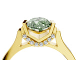 Yellow gold Fancy Green Marquise Cut Brilliant Solitaire Diamond Ring with Channel Set Band and Bar Prong Setting_16