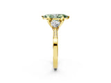 Yellow gold Fancy Green Marquise Cut Brilliant Three-Stone Diamond Ring with Pavé Band and Four-Prong Setting_5