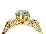 Yellow gold Fancy Green Marquise Cut Brilliant Three-Stone Pave Band with Four-Prong Setting_4