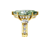 Yellow gold Fancy Green Marquise Cut Brilliant Three-Stone Pave Band with Four-Prong Setting_5