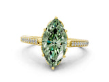 Yellow gold Fancy Green Marquise  Cut Cathedral Pave Diamond Engagement Ring with Six-Prong Setting_53