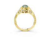 Yellow gold Fancy Green Marquise  Cut Cathedral Pave Diamond Engagement Ring with Six-Prong Setting_56