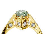 Yellow gold Fancy Green Marquise  Cut Cathedral Pave Diamond Engagement Ring with Six-Prong Setting_57