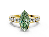 Yellow gold Fancy Green Marquise  Cut Channel Set Diamond Engagement Ring with Four-Prong Setting_237
