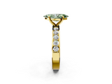Yellow gold Fancy Green Marquise  Cut Channel Set Diamond Engagement Ring with Four-Prong Setting_239