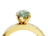 Yellow gold Fancy Green Marquise  Cut Channel Set Diamond Engagement Ring with Four-Prong Setting_241