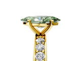 Yellow gold Fancy Green Marquise  Cut Channel Set Diamond Engagement Ring with Four-Prong Setting_242