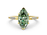 Yellow gold Fancy Green Marquise  Cut Channel Set Solitaire Engagement Ring with Four-Prong Setting_208